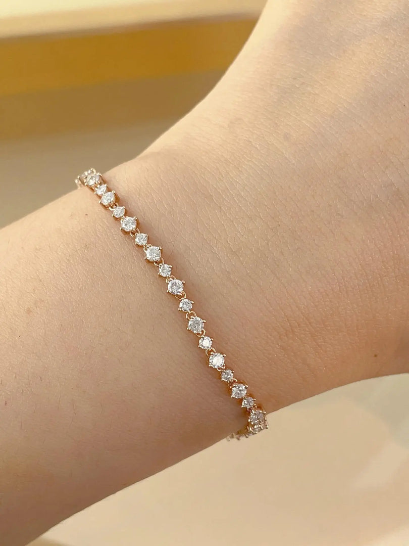 14K Yellow Gold Lab Grown Diamond Tennis Bracelet, Bridal Jewelry Jwalin Jewels