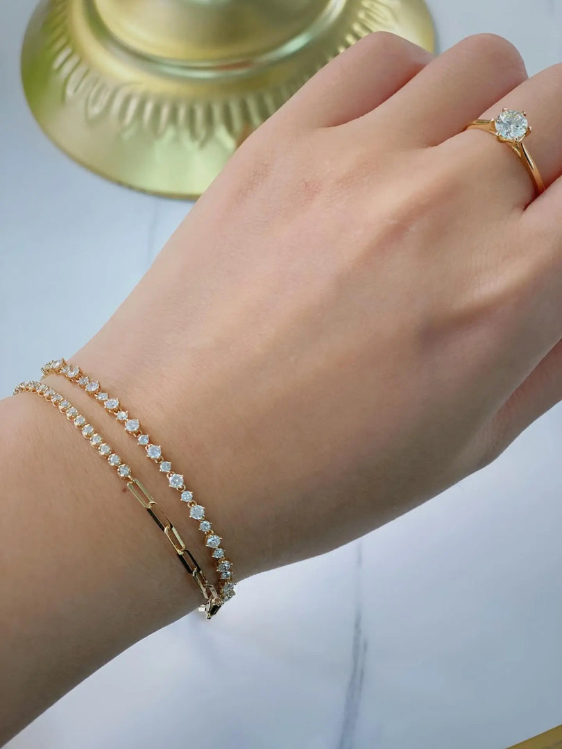 14K Yellow Gold Lab Grown Diamond Tennis Bracelet, Bridal Jewelry Jwalin Jewels