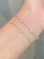 Load image into Gallery viewer, Diamond Cluster Bracelet in 14k Solid Gold / Diamond Clover Bracelet / Diamond Infinity Bracelet / Layering Bracelet / Gift for Mom Jwalin Jewels