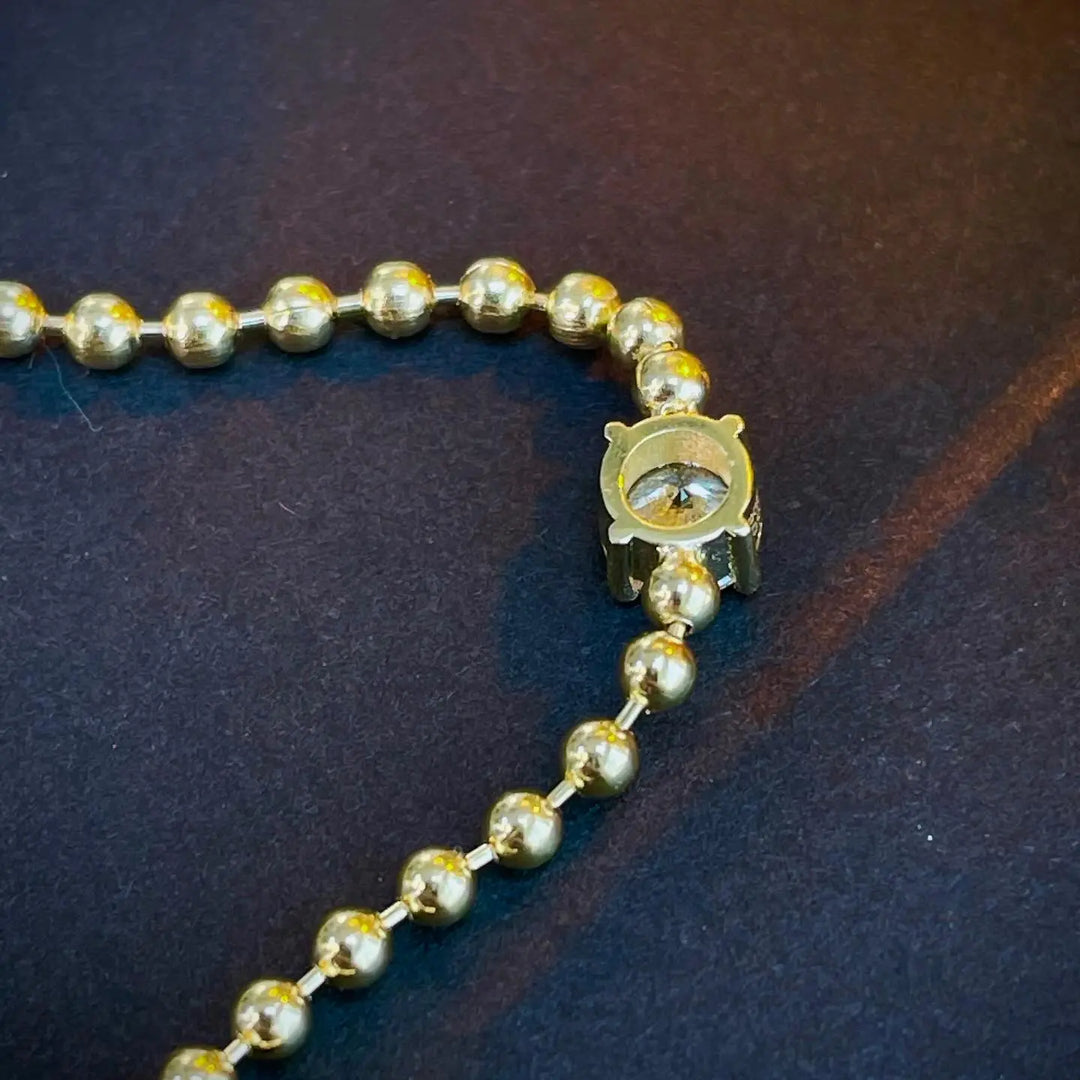 14K Gold Beaded Bracelet with Diamond: Delicate Minimalist Jewelry Jwalin Jewels