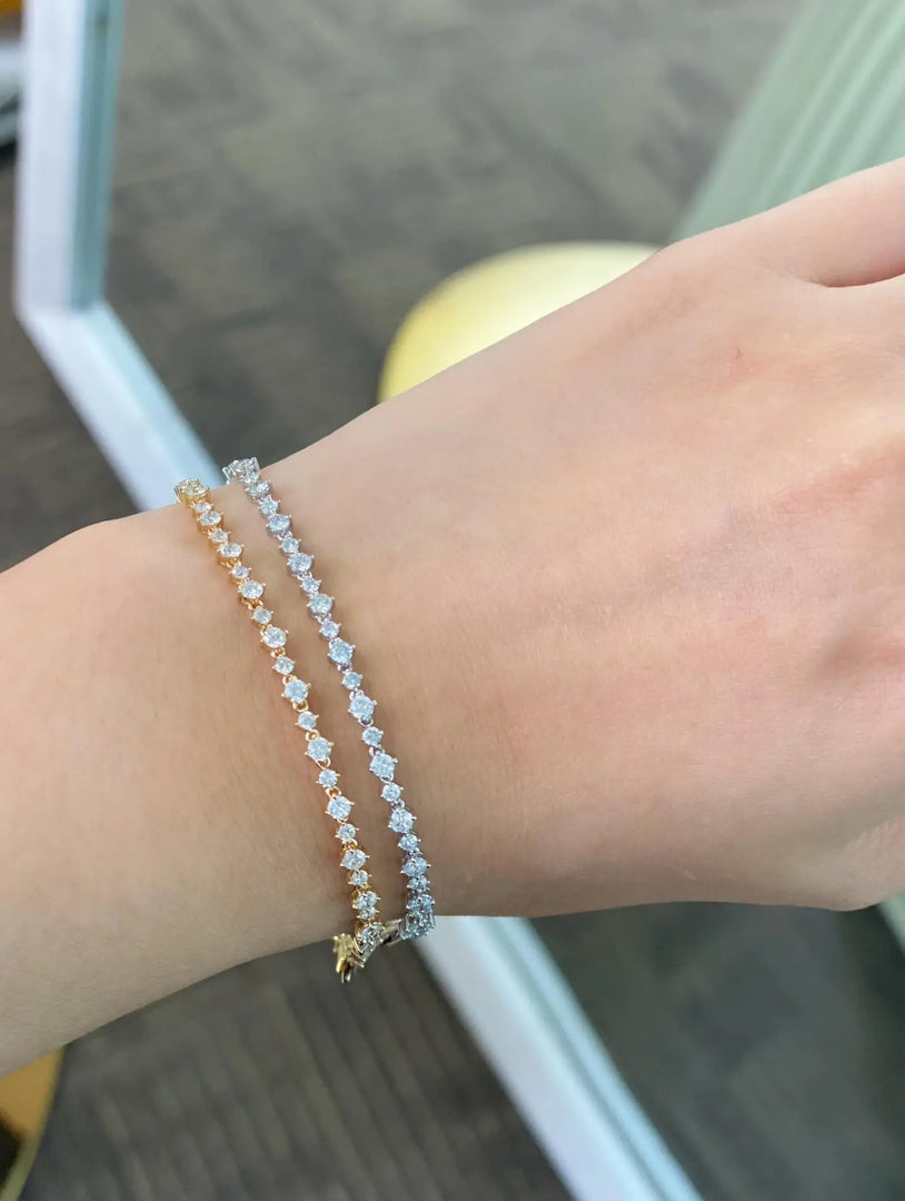 14K Yellow Gold Lab Grown Diamond Tennis Bracelet, Bridal Jewelry Jwalin Jewels
